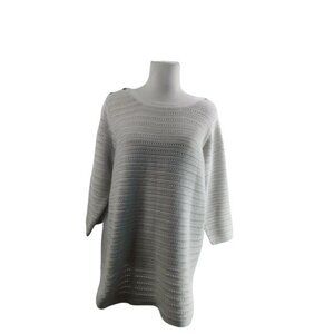RD Style Size 1X Cement 3/4 Sleeve Semi Sheer Knit Tunic Sweater Top NWT